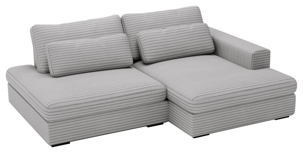 ECKSOFA in Cord Grau  - Schwarz/Grau, Design, Kunststoff/Textil (223/158cm) - Lomoco