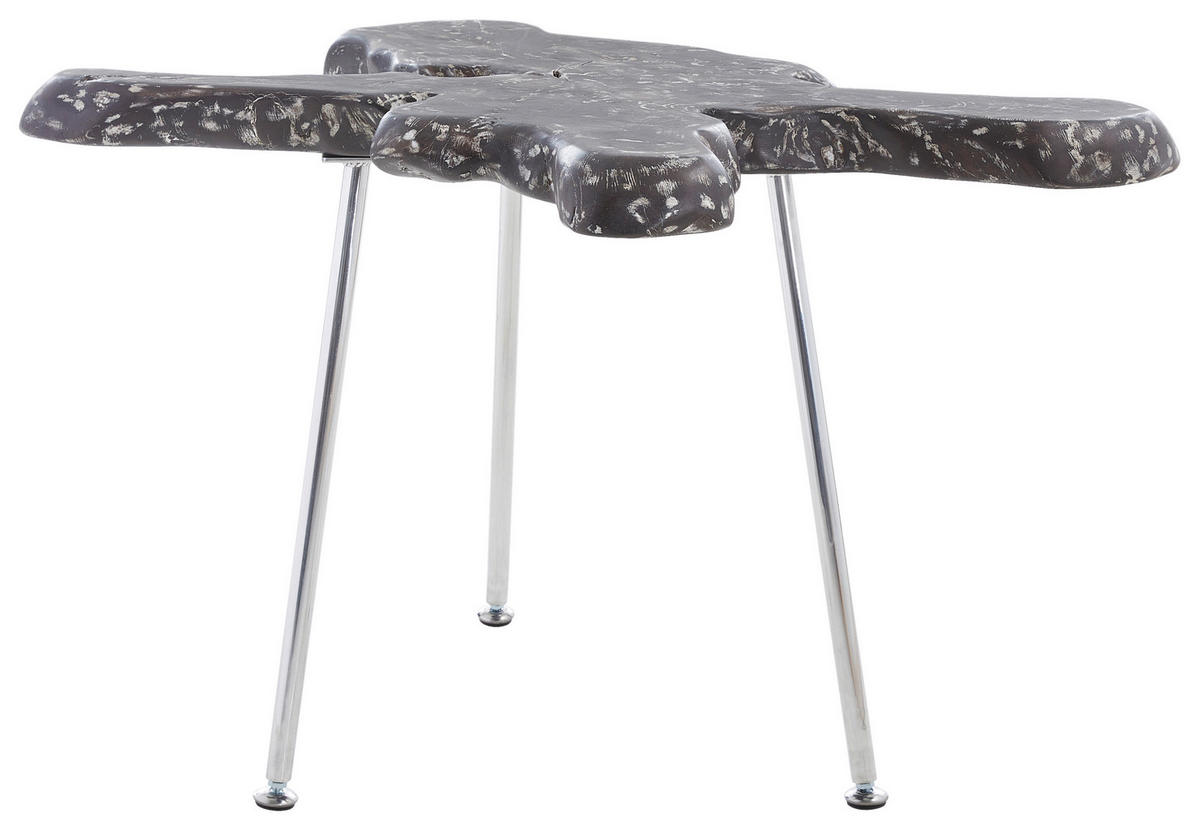 BEISTELLTISCH Unikat Teakholz massiv Schwarz, Alufarben organisch  - Schwarz/Alufarben, LIFESTYLE, Holz/Metall (75/50/50cm) - Landscape