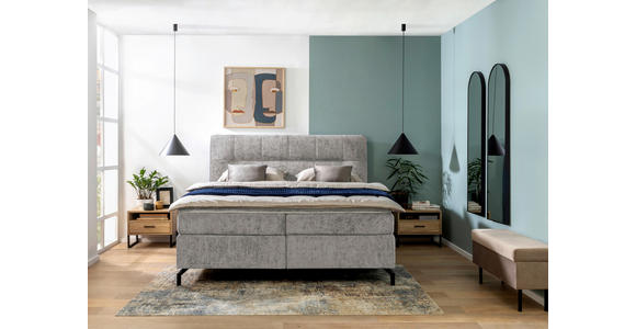 BOXSPRINGBETT 180/200 cm,  in Grau, Topper, H3 + H4 = fest + sehr fest  - Schwarz/Grau, Design, Textil/Metall (180/200cm) - Esposa
