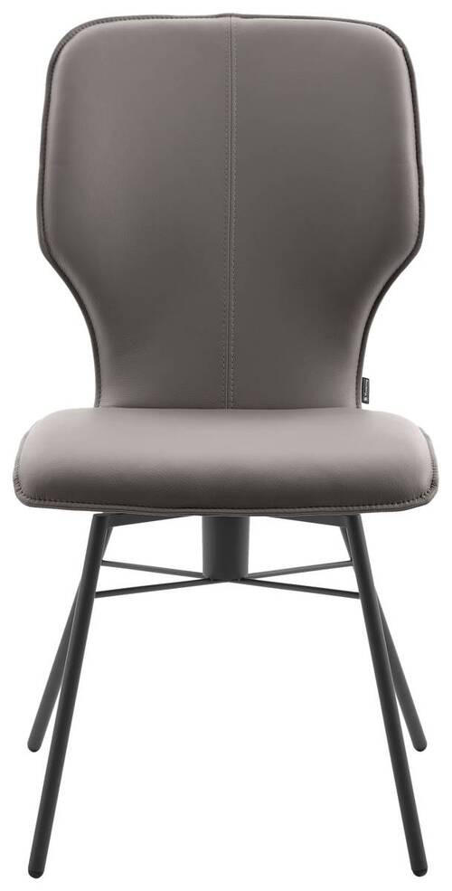 STUHL Echtleder Hellgrau  - Dunkelgrau/Hellgrau, Design, Leder/Metall (49/95/63cm) - Musterring