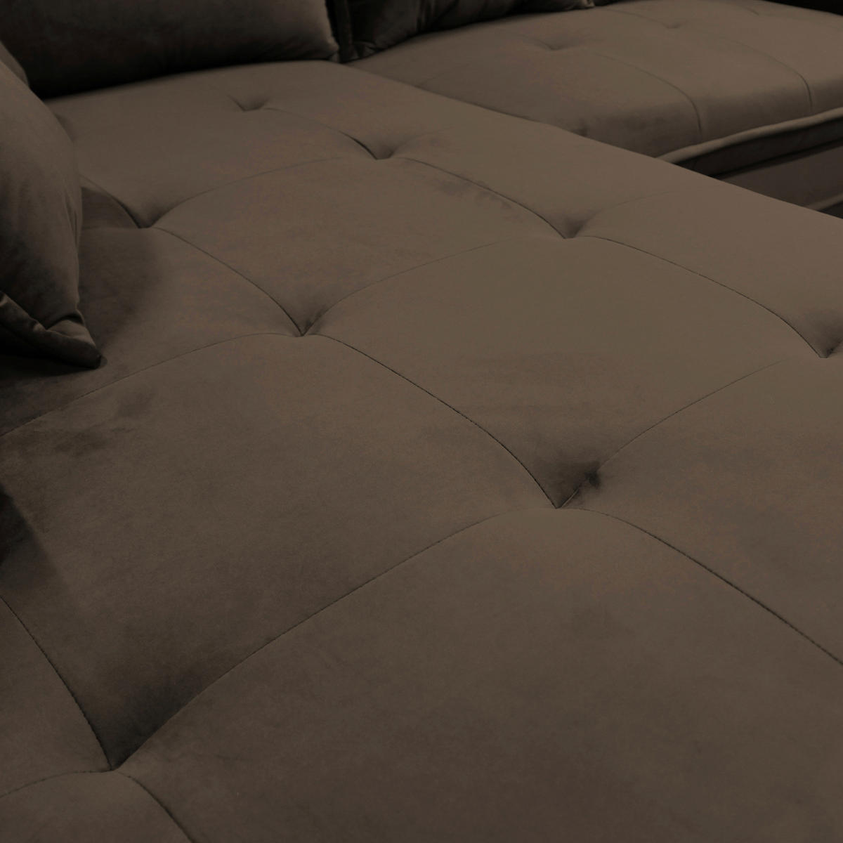 ECKSCHLAFSOFA Velours Braun  - Schwarz/Braun, Design, Textil/Metall (187/277cm) - Livetastic