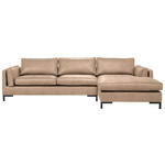 ECKSOFA  in Lederlook Hellbraun  295/160 cm  - Hellbraun/Schwarz, Design, Textil/Metall (295/160cm) - Hom`in