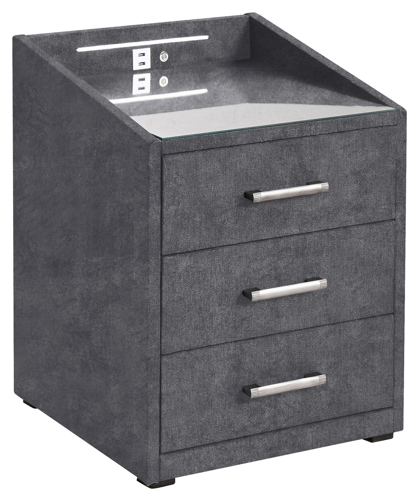 SÄNGBORD i antracit  - silver/antracit, Design, trämaterial/textil (47/61/46cm) - MID.YOU