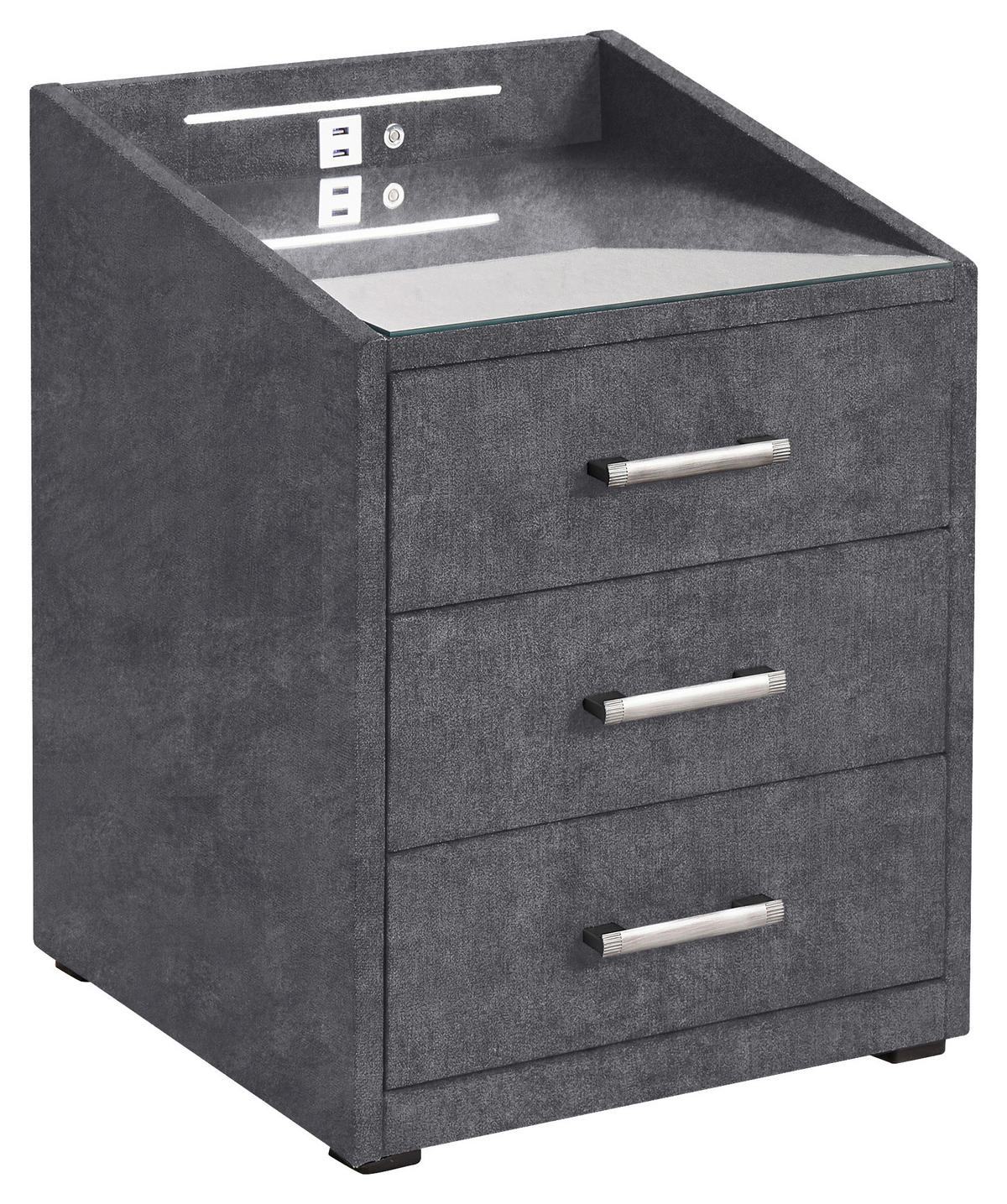 NACHTTISCH 47/61/46 cm  Anthrazit  - Anthrazit/Silberfarben, Design, Holzwerkstoff/Kunststoff (47/61/46cm) - MID.YOU