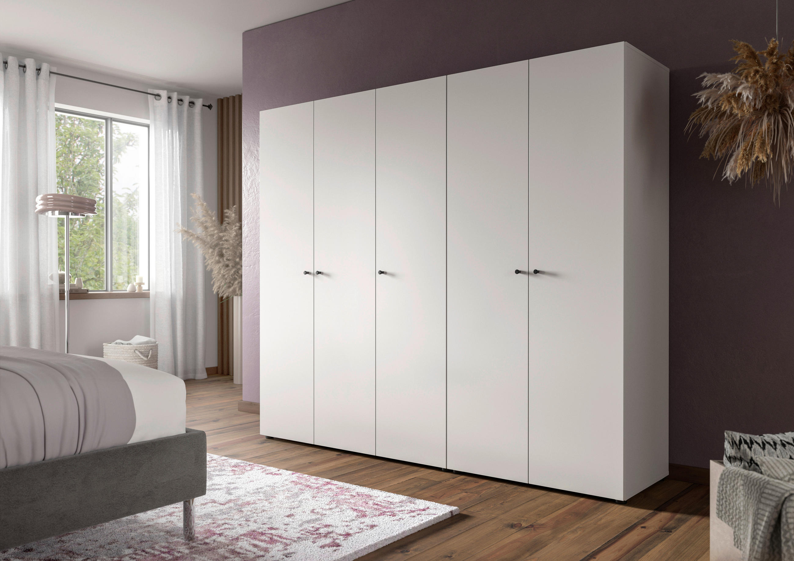 DREHTÜRENSCHRANK 200/176/51 cm,  in Weiß, 5-türig  - Schwarz/Weiß, MODERN, Holzwerkstoff/Kunststoff (200/176/51cm) - MID.YOU