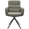 ARMLEHNSTUHL  inklusive Armlehnen, Sitzfläche 180° drehbar, automatische Rückholfunktion Mikrofaser Echtleder  - Anthrazit/Schwarz, Design, Leder/Textil (58/89/67cm) - Xora