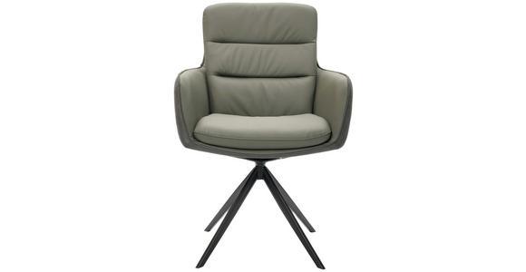 ARMLEHNSTUHL  inklusive Armlehnen, Sitzfläche 180° drehbar, automatische Rückholfunktion Mikrofaser Echtleder  - Anthrazit/Schwarz, Design, Leder/Textil (58/89/67cm) - Xora