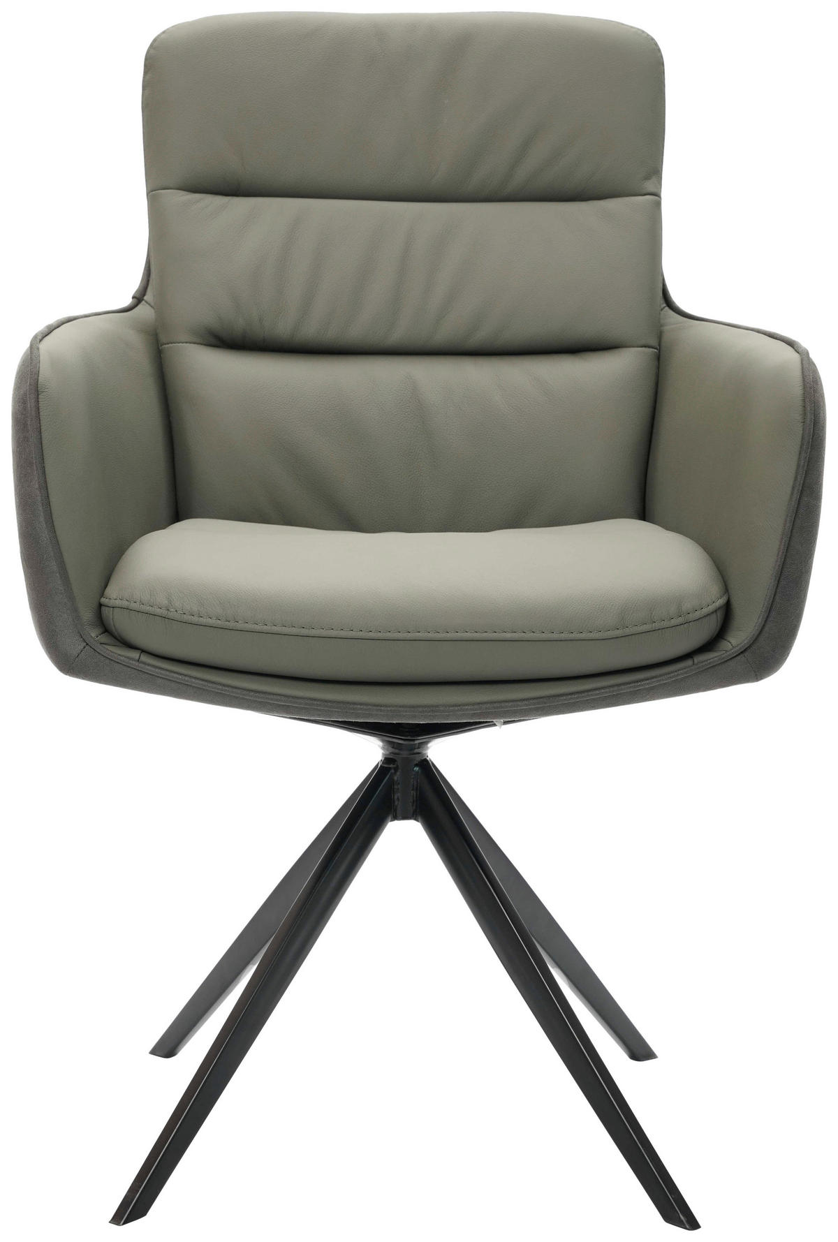 ARMLEHNSTUHL  in Eisen Mikrofaser Echtleder pigmentiert  - Anthrazit/Schwarz, Design, Leder/Textil (58/89/67cm) - Xora