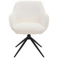 ARMLEHNSTUHL  Sitzfläche 360° drehbar, automatische Rückholfunktion Leinenoptik  - Creme/Schwarz, Design, Textil/Metall (64/84/61cm) - Novel