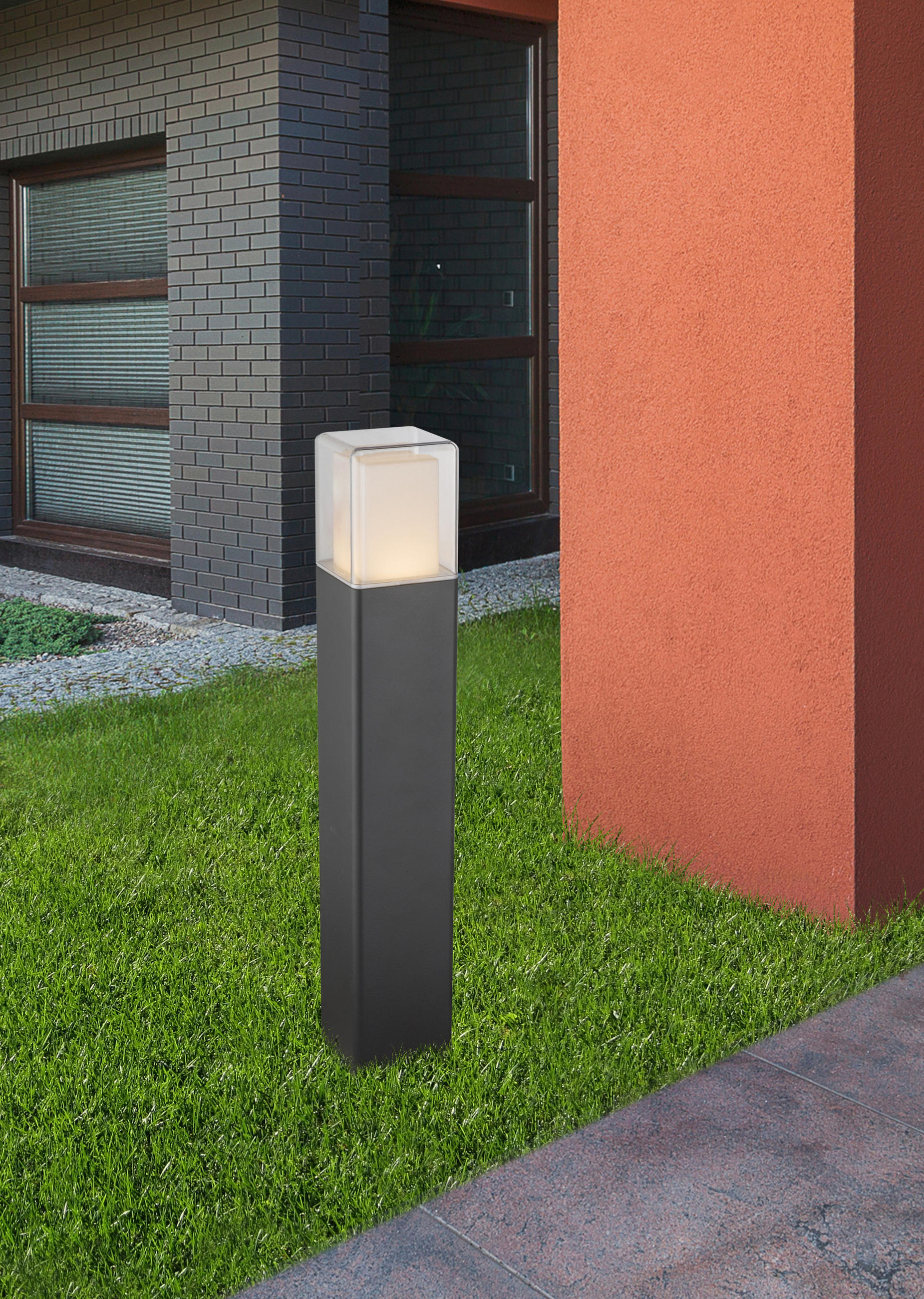 LED-AUßENLEUCHTE 8,5/8,5/50 cm   - Klar/Opal, Design, Kunststoff/Metall (8,5/8,5/50cm) - Globo