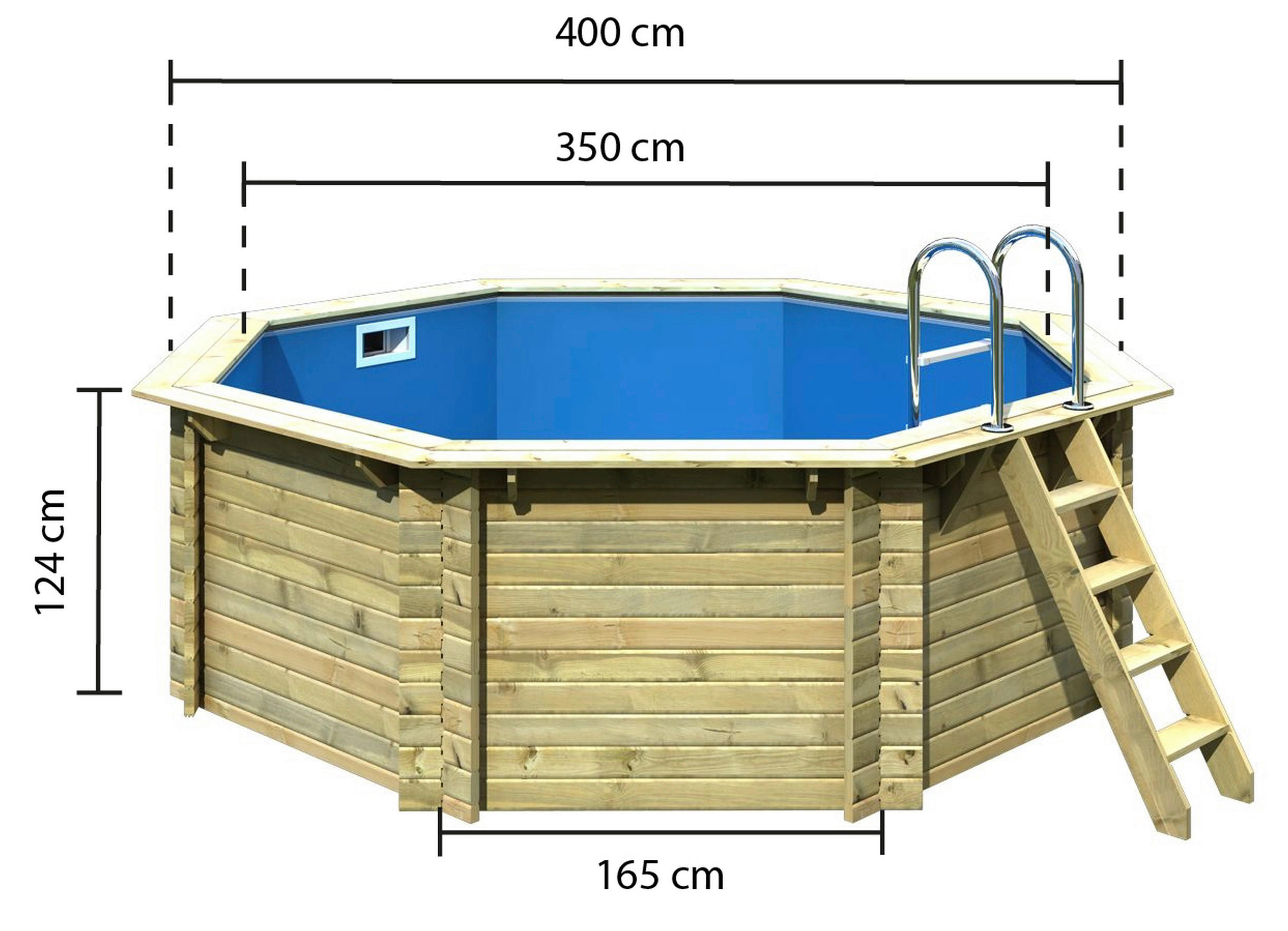 POOL Ibiza 1 400/124 cm  - Blau/Naturfarben, Basics, Holz (400/124cm) - Karibu