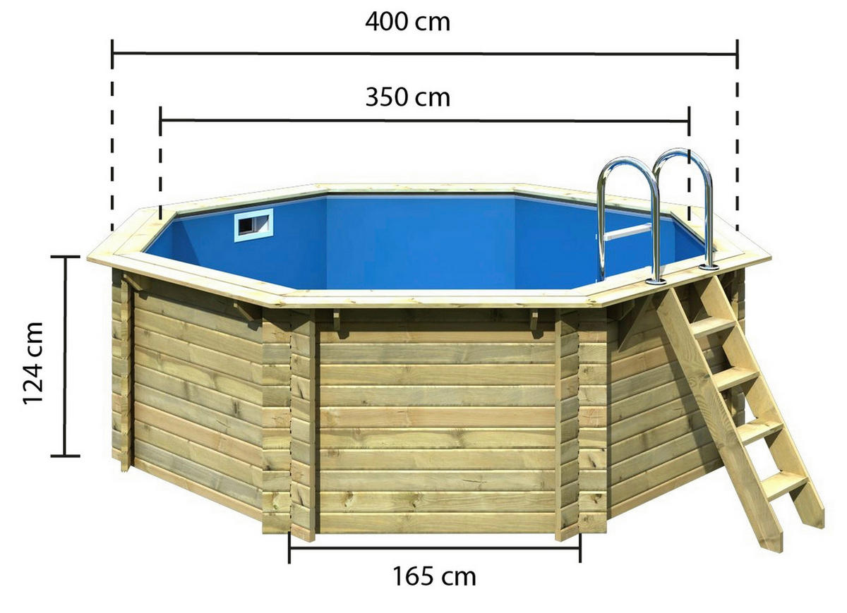 POOL Ibiza 1 400/124 cm  - Blau/Naturfarben, Basics, Holz (400/124cm) - Karibu