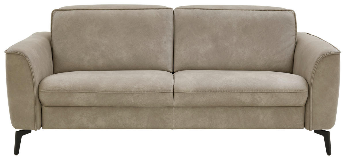 2,5-SITZER in Echtleder Graubraun  - Graubraun/Schwarz, Natur, Leder/Metall (194/81/110cm) - Valdera