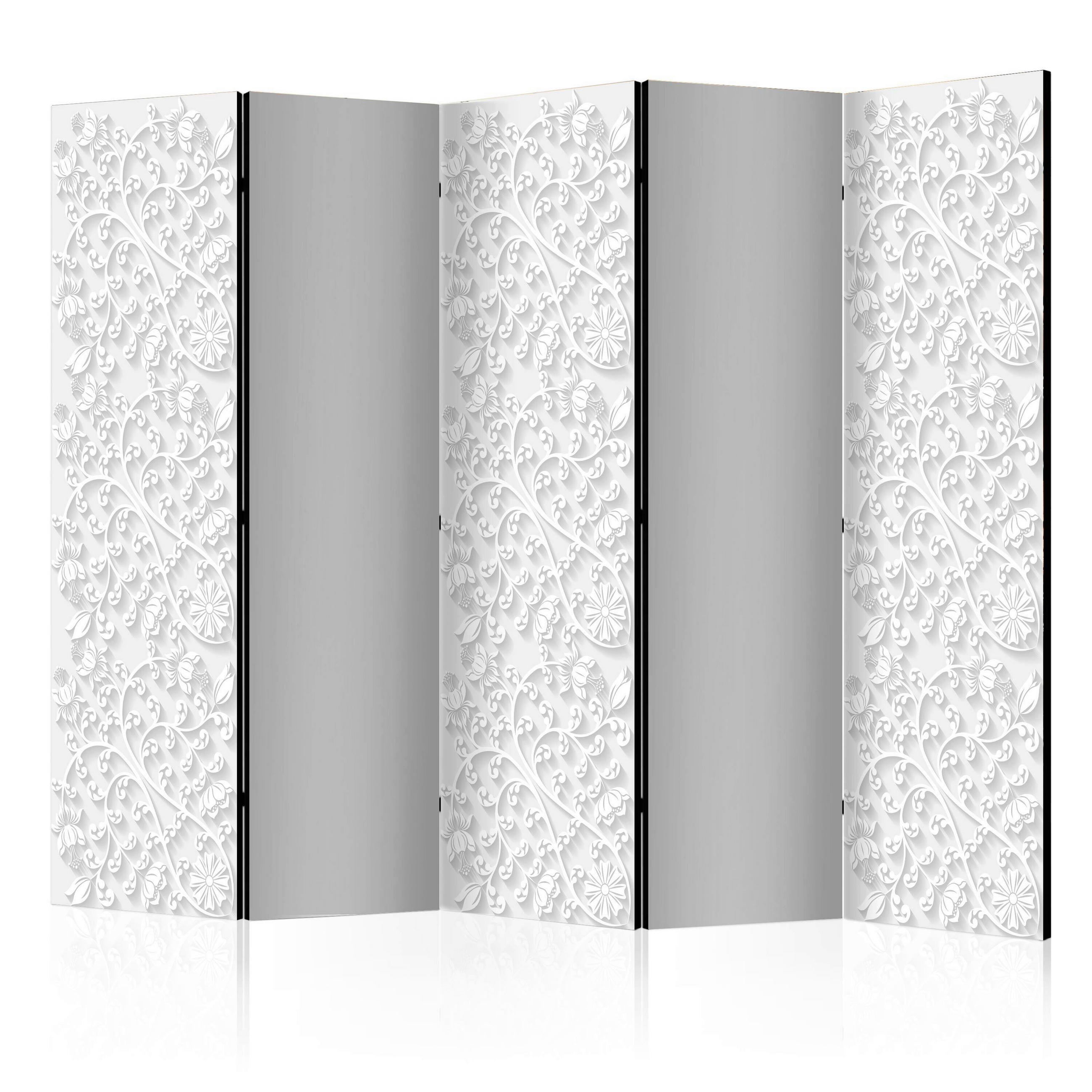 SKÄRMVÄGG  i trä, textil  svart, vit  - vit/svart, Basics, trä/textil (225cm) - artgeist