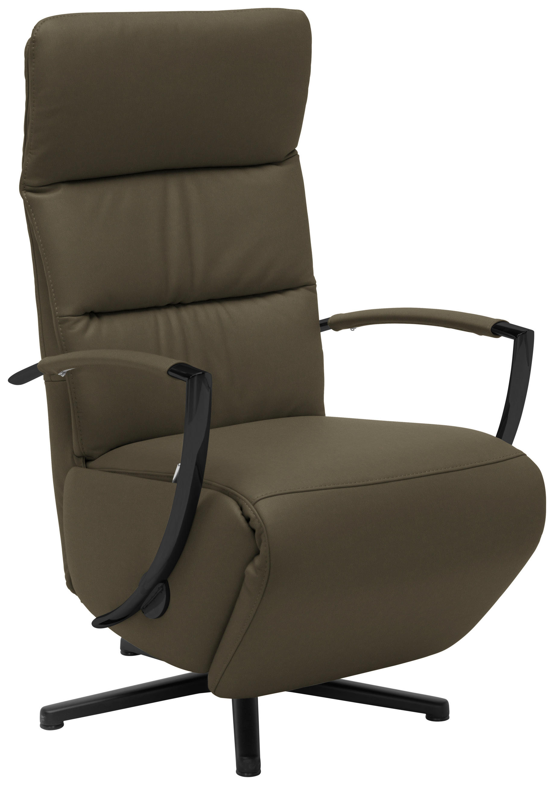 RELAXSESSEL in Leder Olivgrün  - Schwarz/Olivgrün, Design, Leder/Metall (64/112/80cm) - Cantus