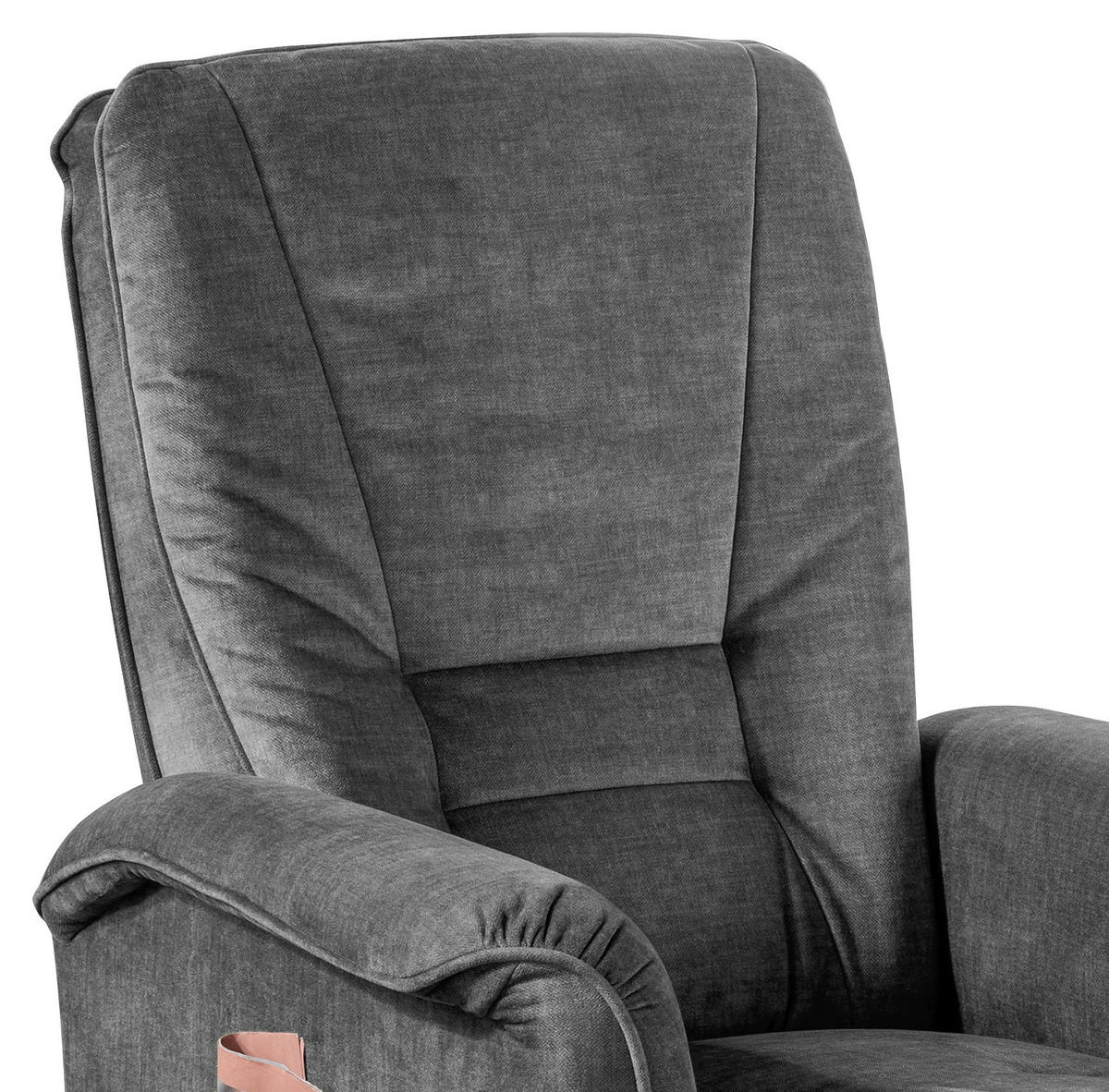 FERNSEHSESSEL  mit Relaxfunktion, Fußteilverstellung, Rücken echt Velours Dunkelgrau  - Dunkelgrau/Schwarz, Design, Kunststoff/Textil (77/107/88cm) - Livetastic