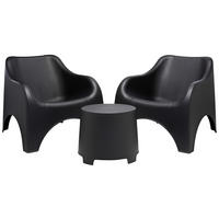 BALKONSET  3-teilig  - Anthrazit, Modern, Kunststoff