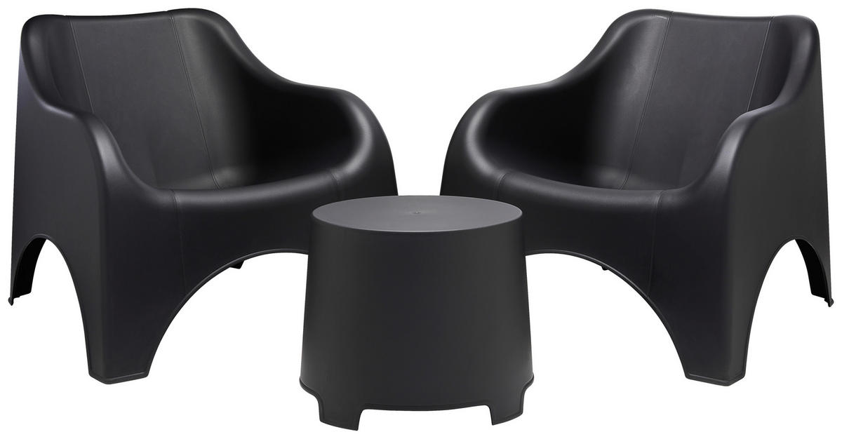 BALKONSET  3-teilig  - Anthrazit, Modern, Kunststoff