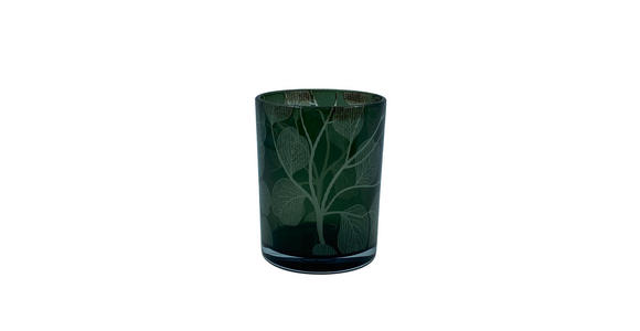 TEELICHTGLAS - Weiß/Grün, Natur, Glas (15/15cm) - Ambia Home