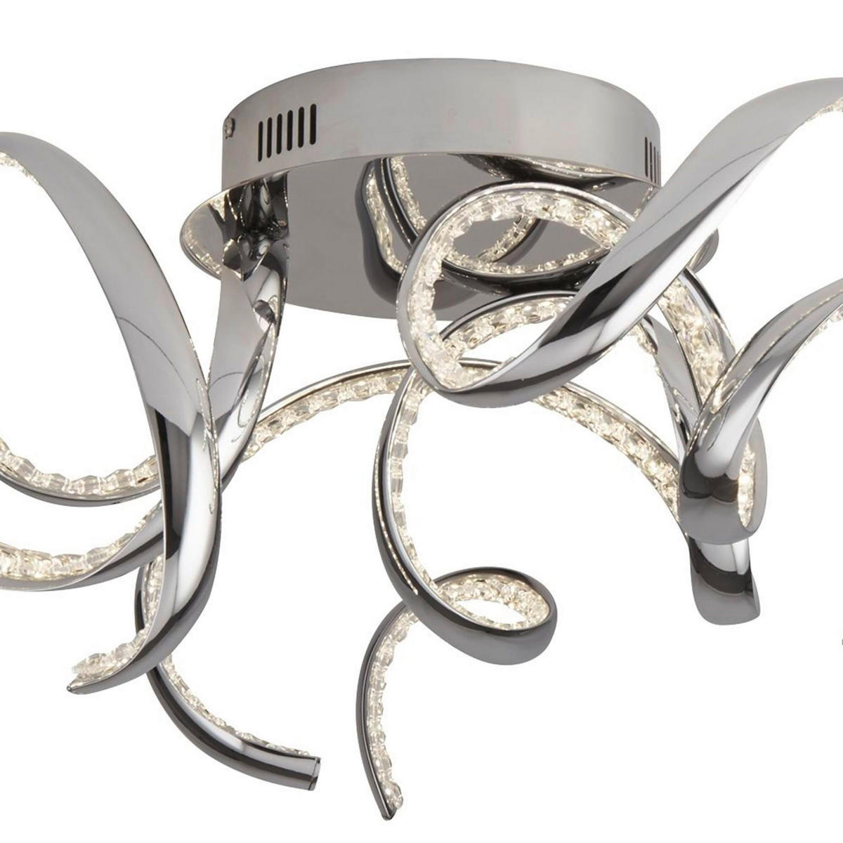 LED-DECKENLEUCHTE Twirls 75/25 cm   - Chromfarben/Klar, Design, Glas/Metall (75/25cm) - Searchlight