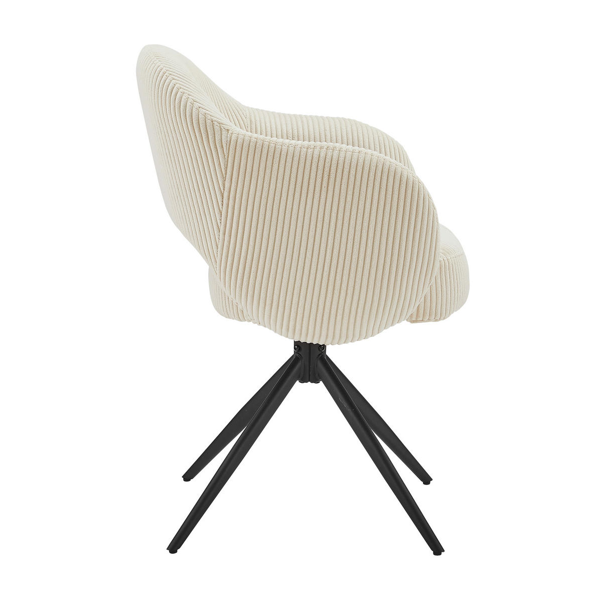 ARMLEHNSTUHL  Sitzfläche 360° drehbar Cord  Schwarz, Beige  - Beige/Schwarz, MODERN, Textil/Metall (58/84/60cm) - MID.YOU