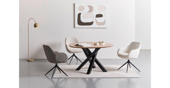 ESSTISCH in Holz, Metall 130/130/76 cm - Schwarz/Akaziefarben, LIFESTYLE, Holz/Metall (130/130/76cm) - Landscape
