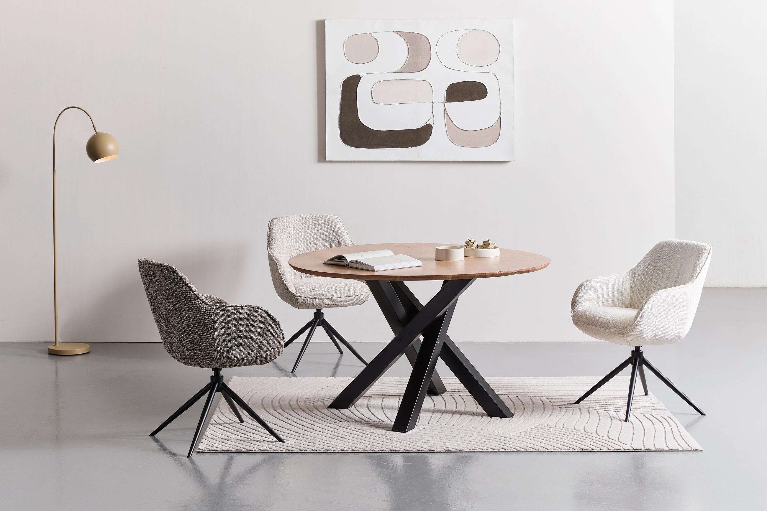 ESSTISCH in Holz, Metall 130/130/76 cm  - Schwarz/Akaziefarben, LIFESTYLE, Holz/Metall (130/130/76cm) - Landscape