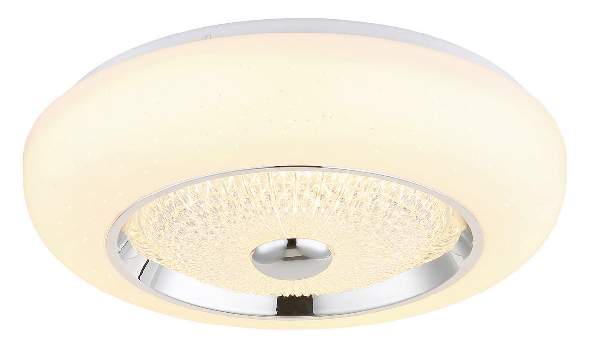 LED-DECKENLEUCHTE 38,5/10 cm   - Klar/Chromfarben, Design, Kunststoff/Metall (38,5/10cm) - Globo