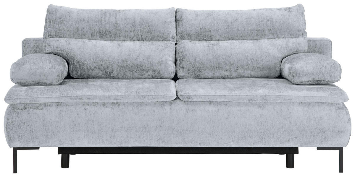 BOXSPRINGSOFA Webstoff Hellgrau  - Hellgrau/Schwarz, Design, Textil/Metall (202/93/100cm) - Novel