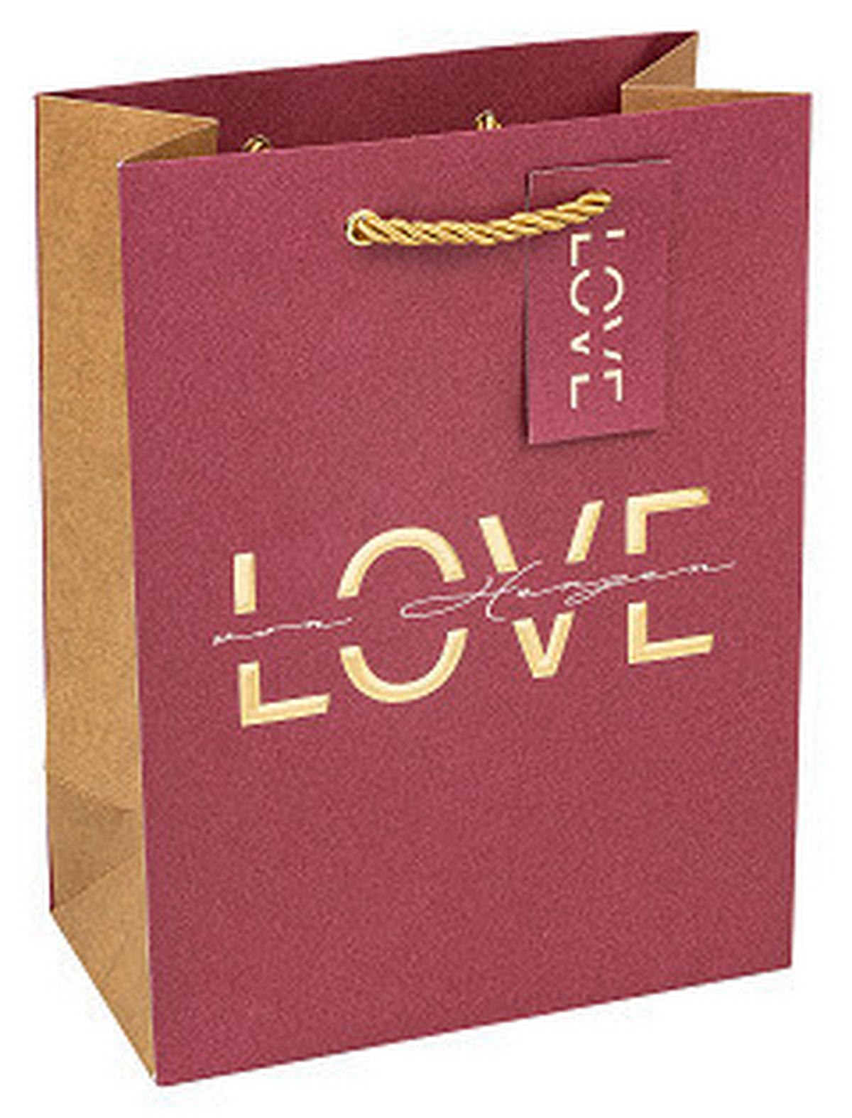 GESCHENKTASCHE  - Dunkelrot, Basics, Papier (17/22.5/9.2cm)