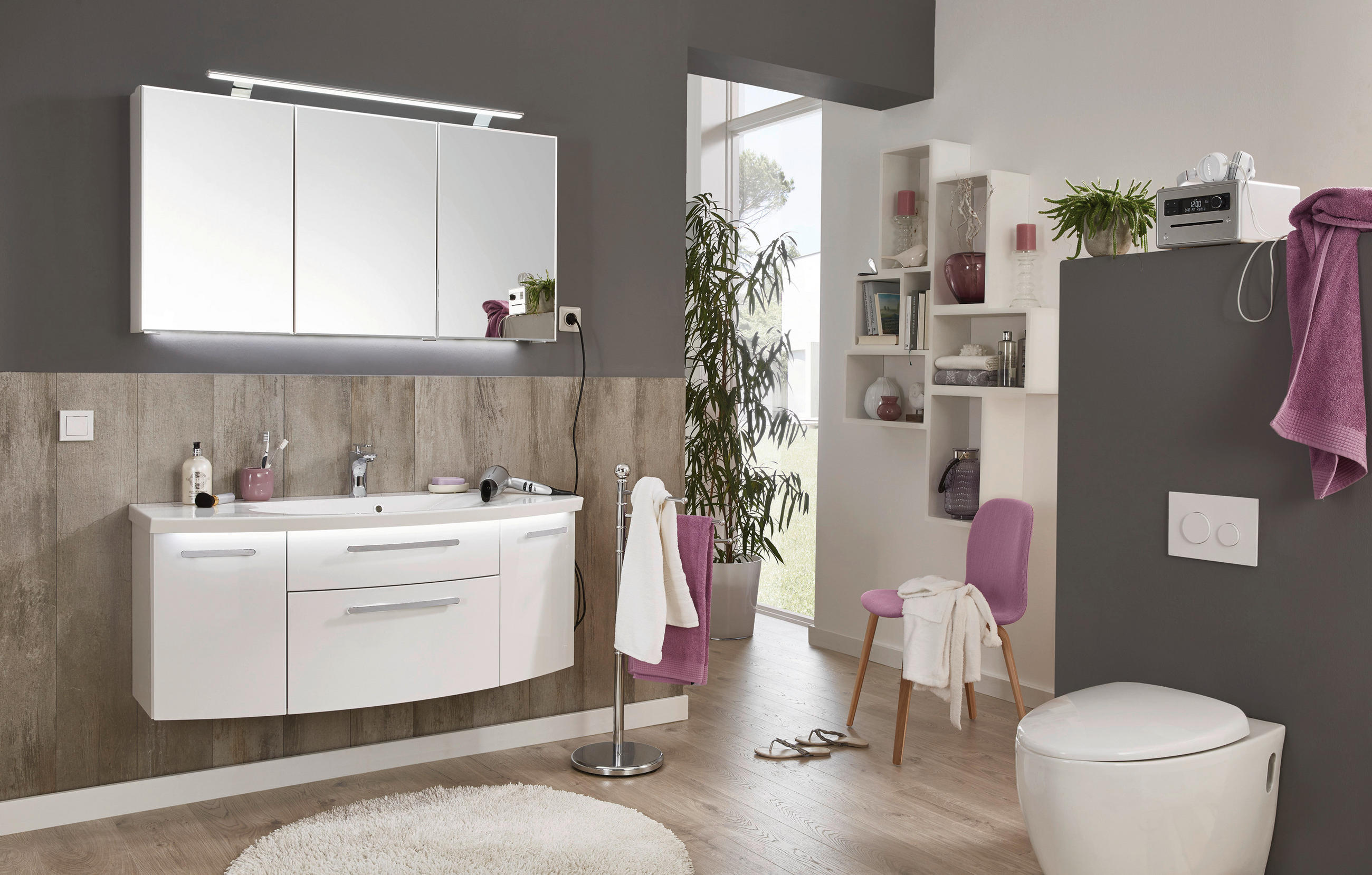 BADEZIMMER 120 cm  - Weiss, Konventionell, Holzwerkstoff/Stein (120cm) - Novel