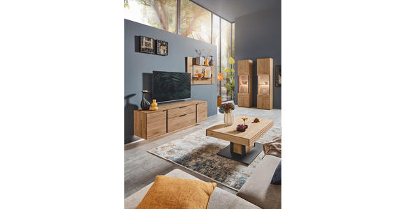WOHNWAND  in Eichefarben  284/184/44 cm  - Eichefarben/Anthrazit, Natur, Glas/Holz (284/184/44cm) - Valnatura
