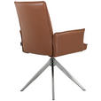 ARMLEHNSTUHL  in Edelstahl Echtleder pigmentiert  - Edelstahlfarben/Cognac, Design, Leder/Metall (57/92/63,5cm) - Novel