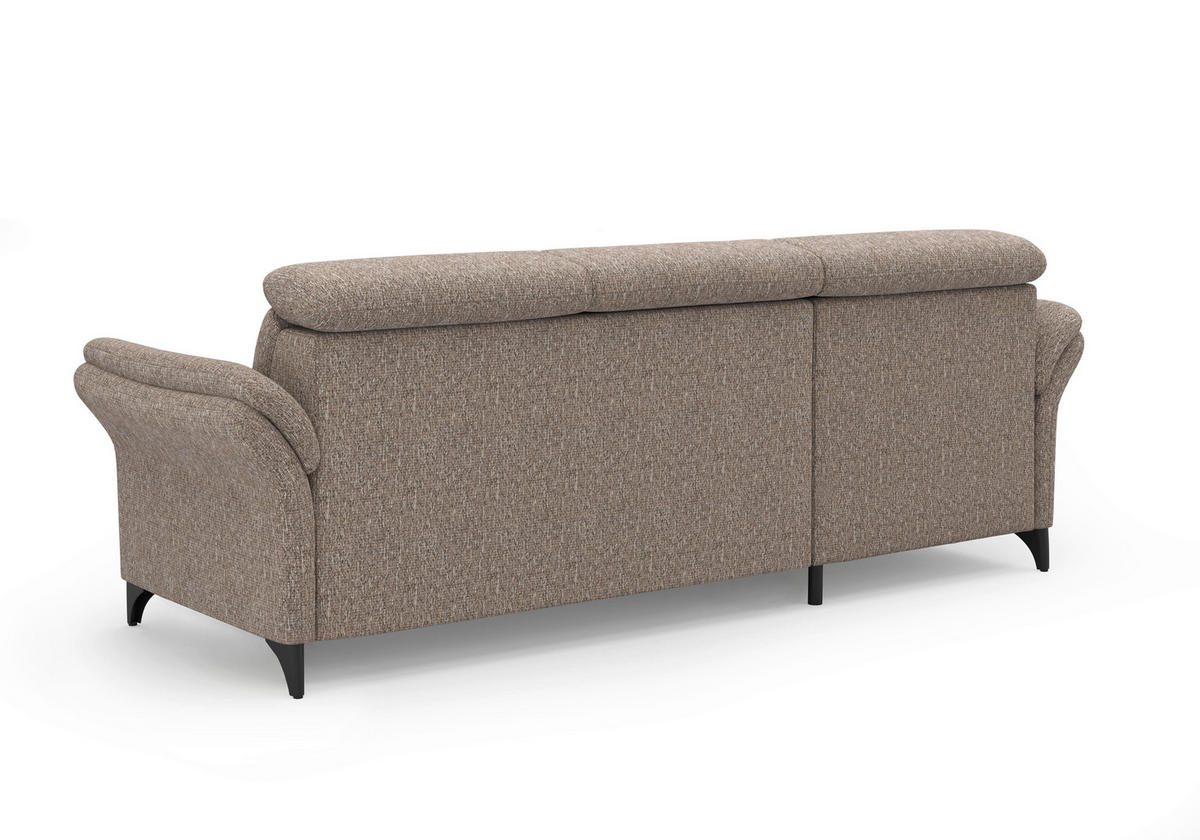 ECKSOFA Chenille Cappuccino  - Schwarz/Cappuccino, Konventionell, Textil/Metall (166/253cm) - Sit & More