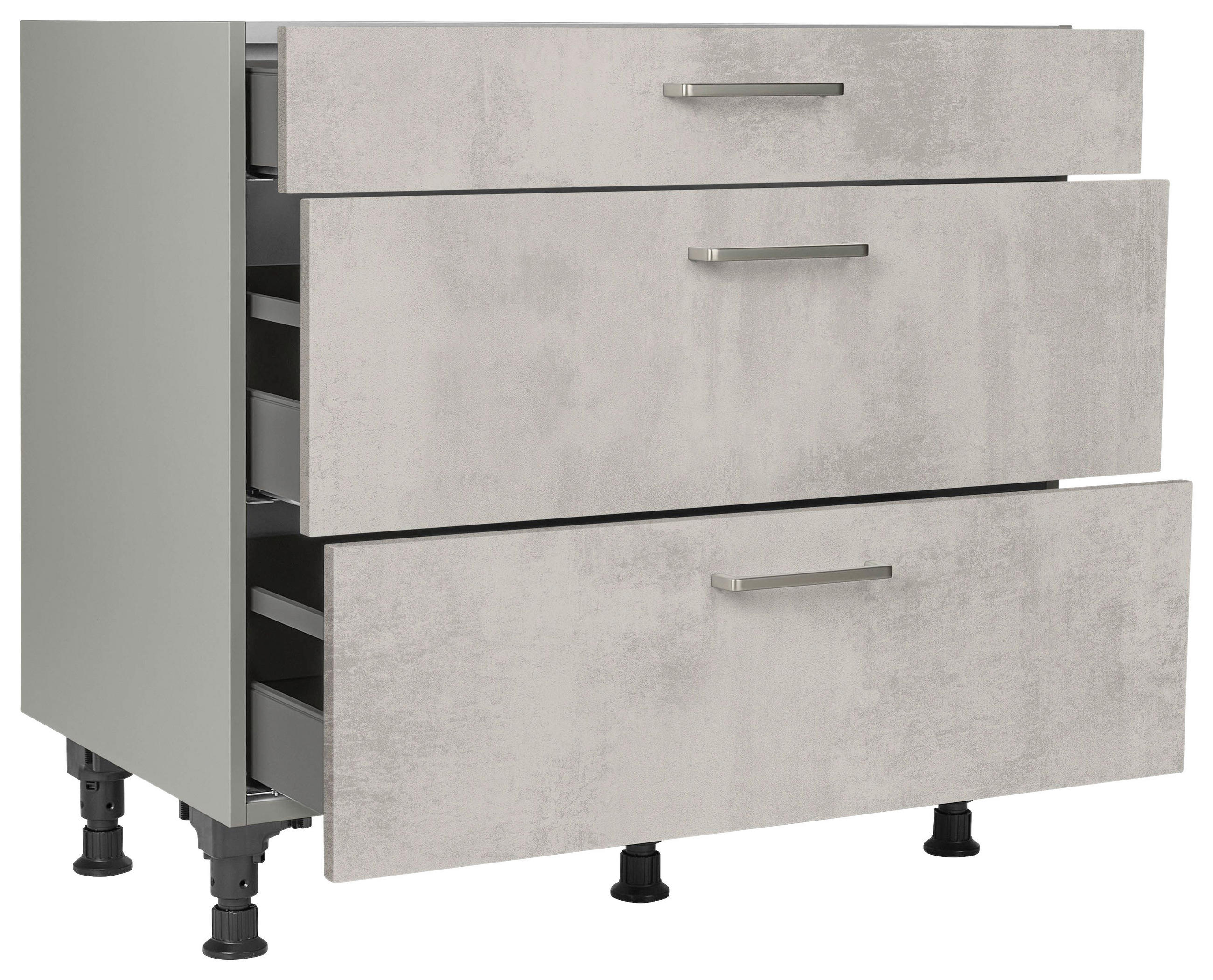 SCHUBKASTENUNTERSCHRANK 90/87/56 cm in Hellgrau - Edelstahlfarben/Hellgrau, MODERN, Holzwerkstoff/Metall (90/87/56cm) - Nobilia
