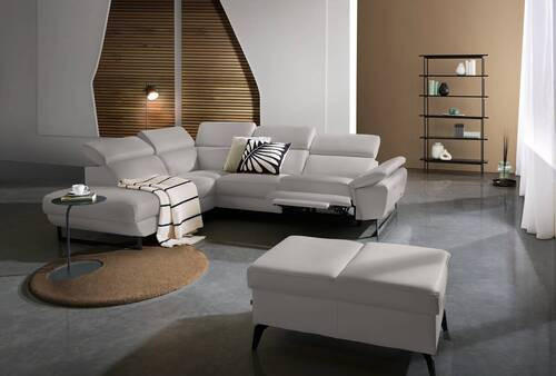 ECKSOFA in Echtleder Greige  - Greige/Schwarz, Design, Leder/Metall (225/281cm) - Celina Home