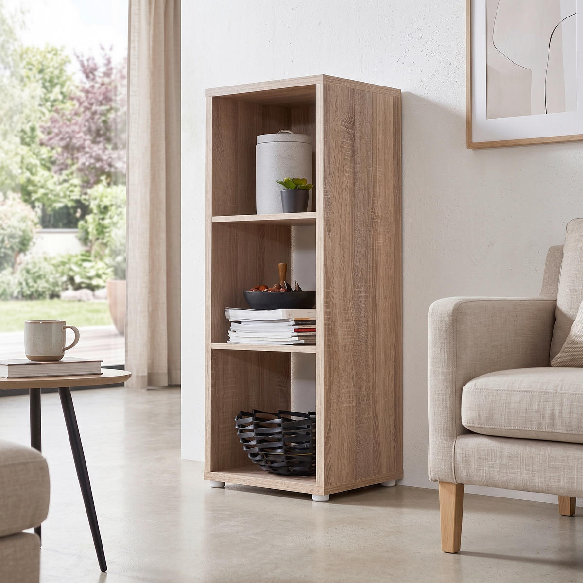 REGAL  37,5/108,5/33 cm Sonoma Eiche  - Silberfarben/Sonoma Eiche, MODERN, Holzwerkstoff/Kunststoff (37,5/108,5/33cm) - MID.YOU