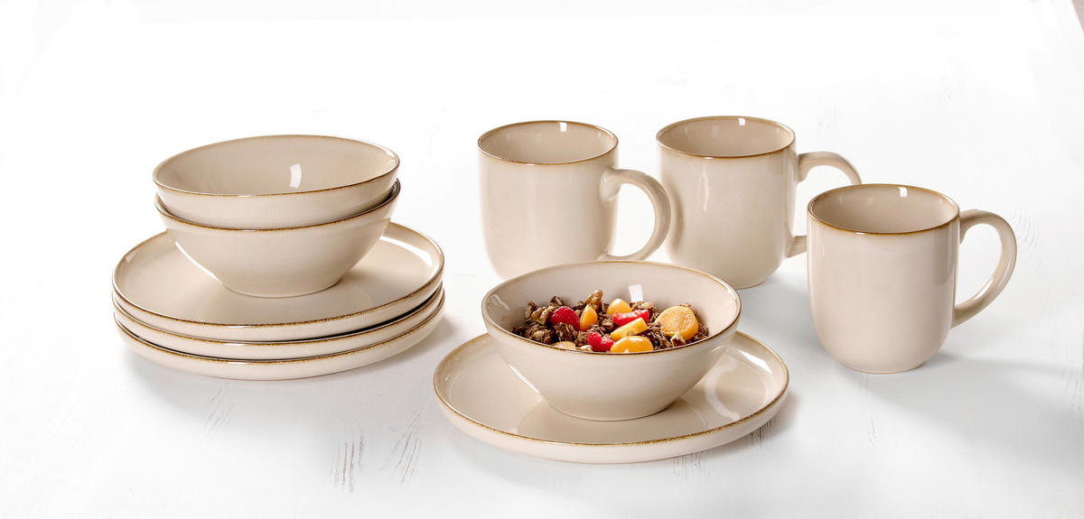 FRÜHSTÜCKSSERVICE Creme Olivia  - Creme, KONVENTIONELL, Keramik (34/18/23cm) - Ritzenhoff Breker