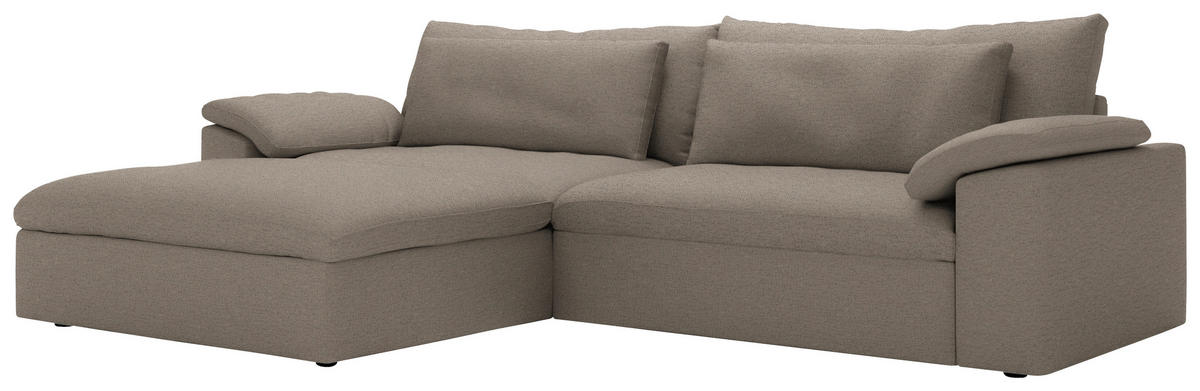 ECKSOFA Flachgewebe Greige  - Greige/Schwarz, Modern, Kunststoff/Textil (198/306cm) - Carryhome