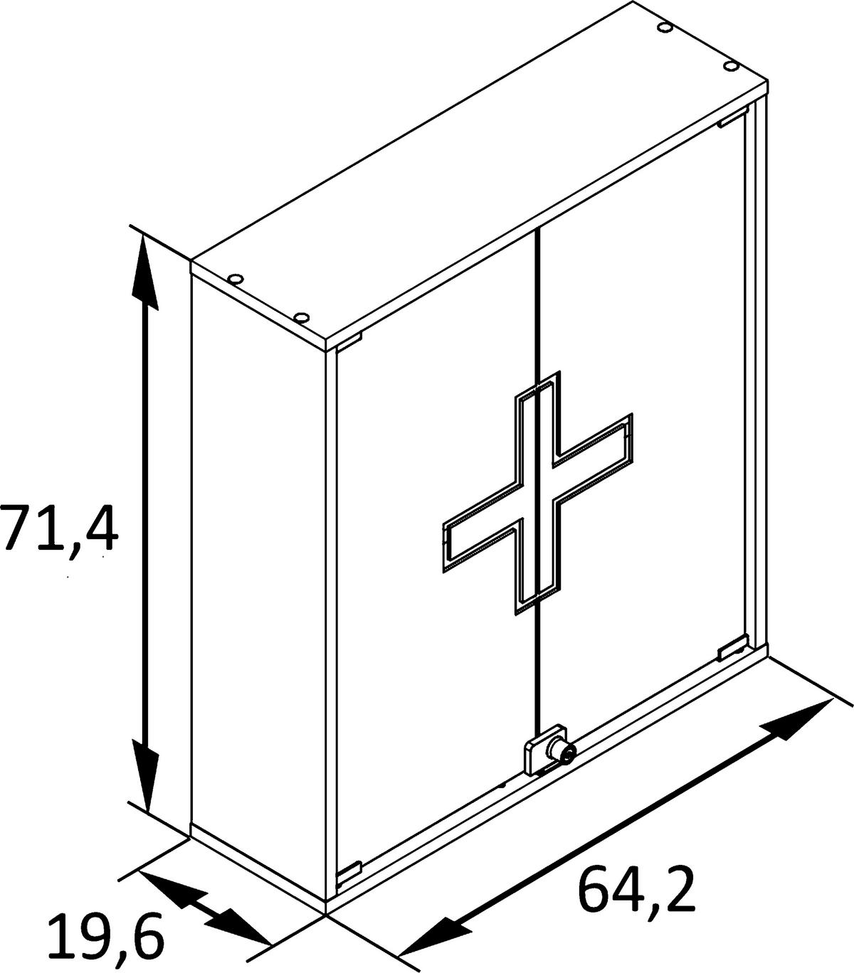 MEDIZINSCHRANK 64,2/71,4/19,6 cm  - Weiß, MODERN, Glas/Holzwerkstoff (64,2/71,4/19,6cm) - Stylife