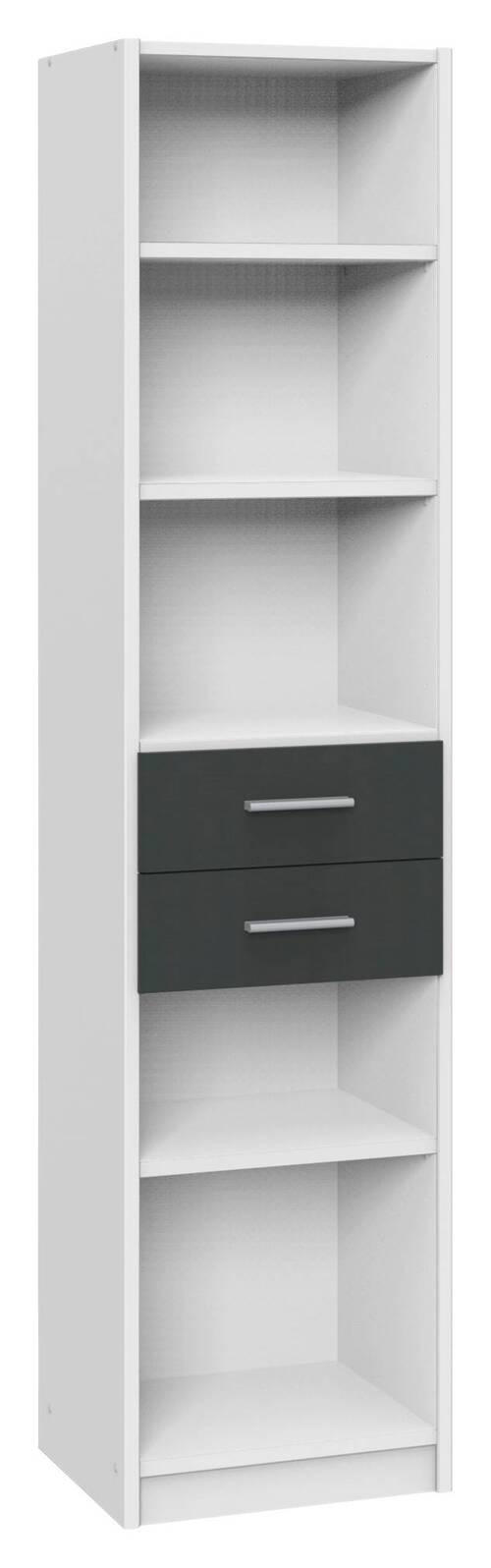 REGAL  48/197/40 cm Graphitfarben, Weiß  - Alufarben/Graphitfarben, KONVENTIONELL, Holzwerkstoff/Kunststoff (48/197/40cm) - Carryhome