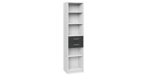 REGAL Graphitfarben, Weiß - Alufarben/Graphitfarben, KONVENTIONELL, Holzwerkstoff/Kunststoff (48/197/40cm) - Carryhome