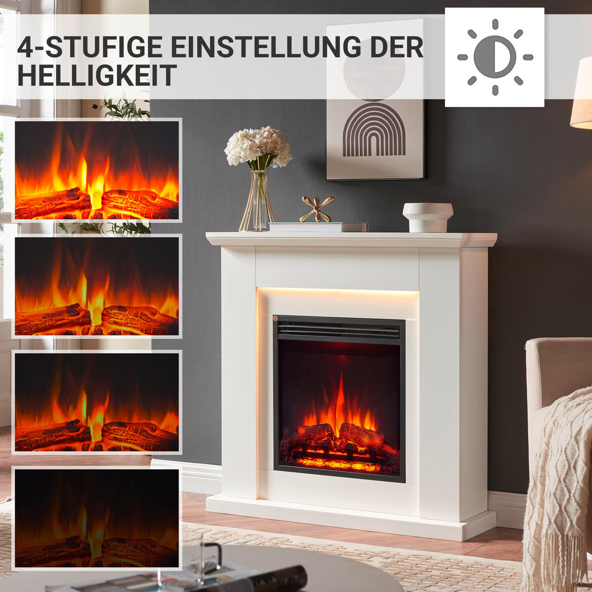 ELEKTROKAMIN - Weiß, Basics, Holzwerkstoff/Metall (89/88/25cm)