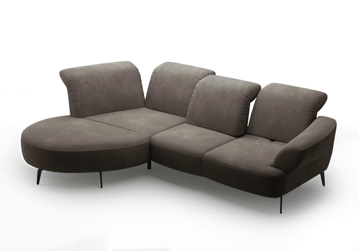 ECKSOFA DANCE E Schlammfarben Flachgewebe  - Schlammfarben/Schwarz, MODERN, Textil/Metall (208/313cm) - Sit & More
