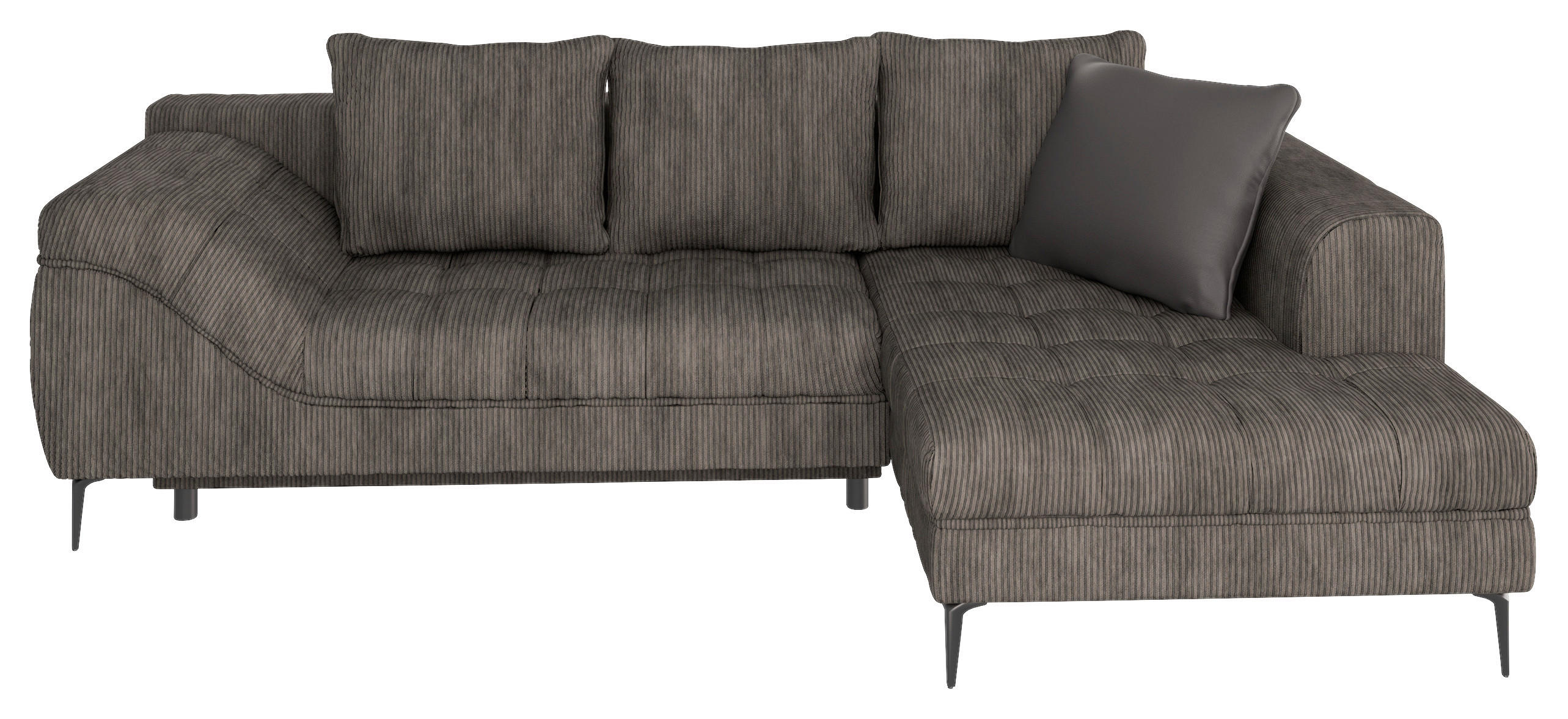 ECKSOFA Braun Cord  - Schwarz/Braun, Design, Kunststoff/Textil (177/276cm) - MID.YOU