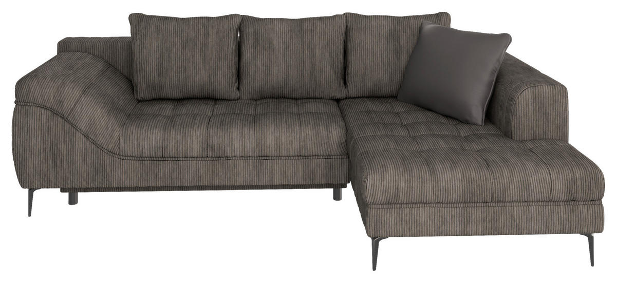 ECKSOFA Braun Cord  - Schwarz/Braun, Design, Kunststoff/Textil (177/276cm) - MID.YOU