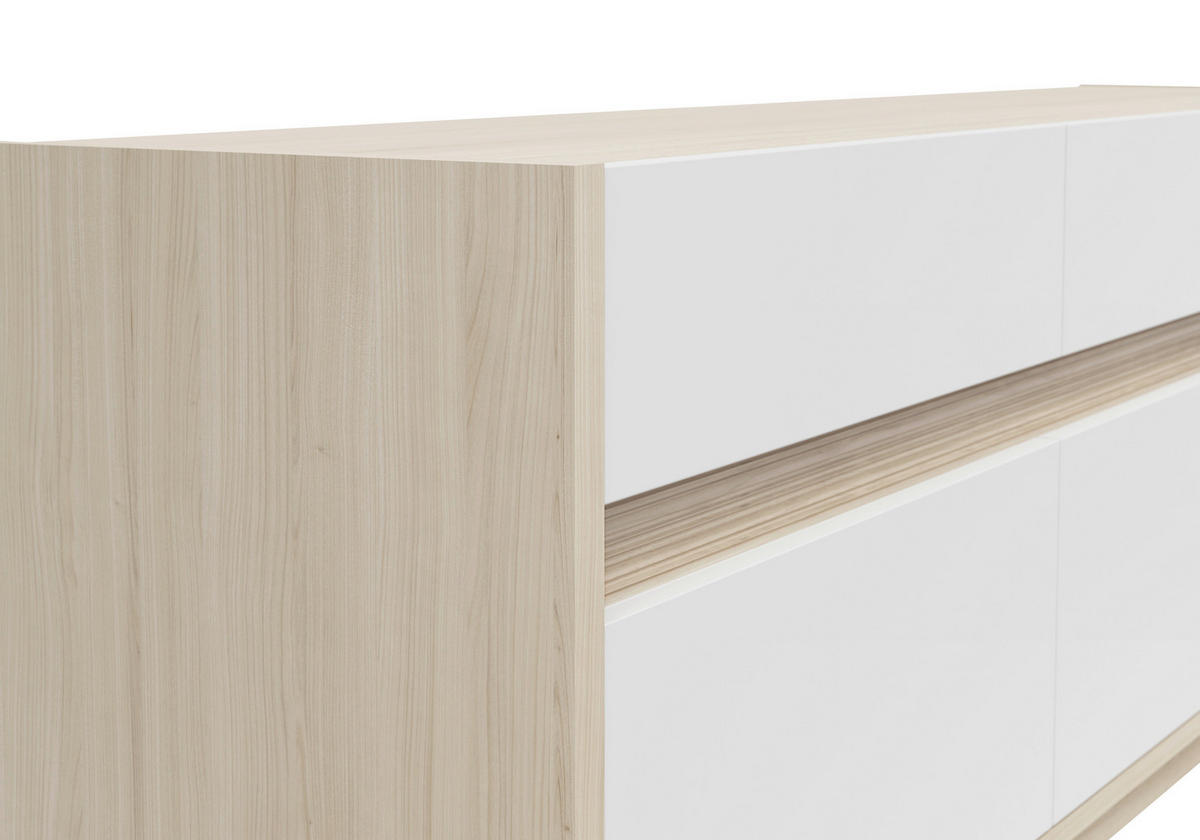 TV-ELEMENT Weiss, Eichefarben  173,5/58,2/42 cm  - Weiss/Eichefarben, Konventionell, Holzwerkstoff/Kunststoff (173,5/58,2/42cm) - Hom`in