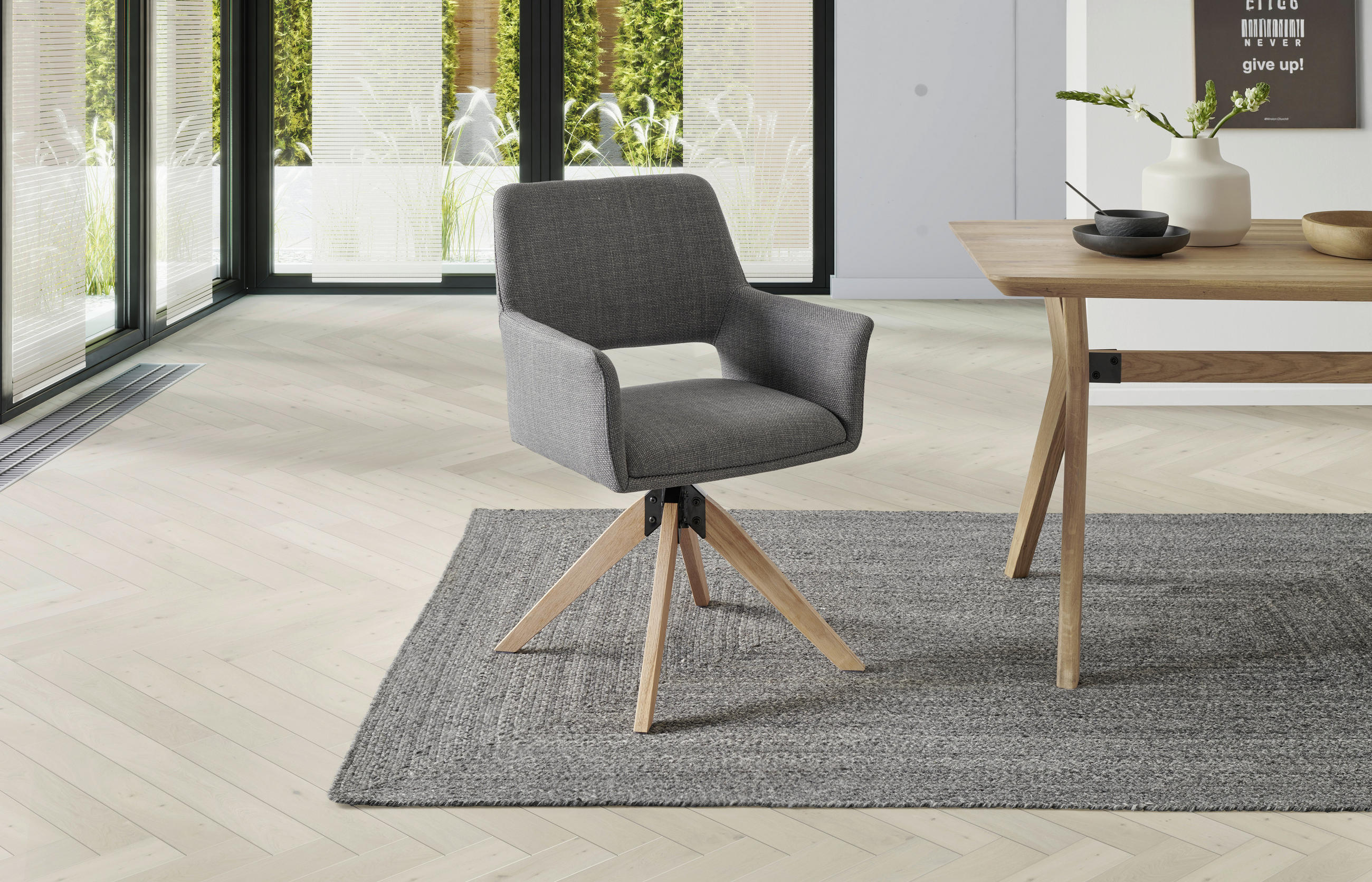 ARMLEHNSTUHL  in Eisen Webstoff  - Naturfarben/Grau, LIFESTYLE, Holz/Textil (62/87/60cm) - MID.YOU