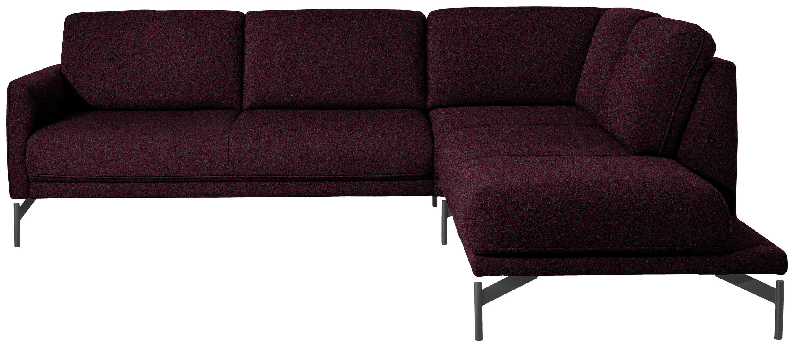 ECKSOFA  in Flachgewebe, Struktur Dunkelrot  254/230 cm  - Anthrazit/Dunkelrot, Design, Textil/Metall (254/230cm) - Johann Jakob