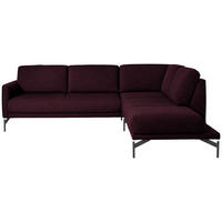 ECKSOFA  in Flachgewebe, Struktur Dunkelrot  254/230 cm  - Anthrazit/Dunkelrot, Design, Textil/Metall (254/230cm) - Johann Jakob